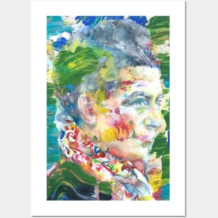 SIMONE DE BEAUVOIR oil and watercolor portrait Posters and Art